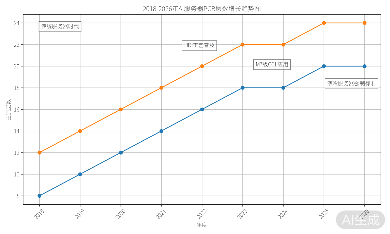 PCB层数演进与介电损耗关系图